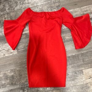 Elegant Red Off-Shoulder Dress